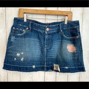 American Eagle distressed denim skirt size 12